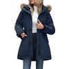 CMTOP Giacca Invernale Donna Media Lunga Cappotto Impermeabile Calda Comodi Antivento Parka Giubbotto Elegante Moda con Cappuccio Staccabile in Pelliccia Jacket Slim Fit con Zip Tasche
