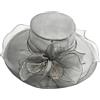 Jemnpela Cappello Solare Pieghevole da Donna Falda Larga Corona Piana Stile Derby in Organza Francese Protezione UV per Matrimoni Chiese e Feste del tè