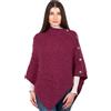 SAOL Poncho da donna in lana con bottoni celtici, lavorato a maglia, cardigan con collo ad anello, Rosso velluto., Large-X-Large