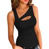 ELFIN Canotta da Donna Senza Maniche a Coste Estiva Top Sexy con Scollo Asimmetrico Slim Fit Canotte Basic Tinta Unita Elasticizzata