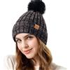 REDESS Donna Inverno Cappello a Maglia Beanie Caldo Pile Foderato con Pompom cap Spesso Slouchy Neve Maglia Cranio Ski cap