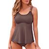 HEONSATI Set Costumi da Bagno Tankini da Donna Due Pezzi Vita Alta Set Tankini Mare Curvy Sexy Beachwear Costumi con Pantaloncino Contenitivo Push Up Swimwear Piscina Taglie Forti Brasiliana Spiaggia