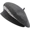 ZLYC Berretto da Donna in Lana Francese Berretto Invernale Beret, Pizzo Grigio Scuro, Taglia Unica
