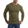 Yewloch Uomo Manica Lunga Henley Maglietta Scollo,Cotone Uomo Manica Lunga/Corte Shirt,T Shirt Casuale con Collo Serafino,vestibilità Slim Verde XL