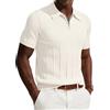 PJ PAUL JONES Polo da uomo a maniche corte con cerniera a 1/4, polo estiva, Bianco avorio , XL