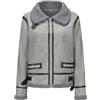 DLLDLGG Giacca Invernale in Finta Pelle da Donna, Cappotto Invernale in Pelle da Aviatore in Montone con Colletto in Pelliccia Sintetica