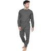 ALV by Alviero Martini Pigiama da Uomo Lungo in Tessuto Jacquard Punto Milano, Vari Modelli E Taglie (IT, Testo, XXL, Regular, Regular, ALP614-Grigio)