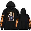Huacaiyu Anime Haikyuu Uomo Felpe con Cappuccio Karasuno High School Volleyball Cosplay Hinata Shoyo Sportive Felpa Ragazzi Hoodie Unisex Felpa Nero