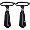 HOBBIESAY 2 papillon nero da donna pre-legato per uomo papillon regolabile con strass accessori per il collo per feste, cerimonie di laurea, chiese