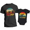 t-shirteria - Coppia T-shirt e Body intimo da giorno Padre e Figlio - Idea Regalo Festa del Papà - Manica Corta, 100% Cotone, Leggera e Traspirante - (Dinosauri)