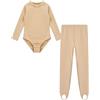Sinleey Bambina Abbigliamento Balletto Pezzi Completo Body Manica Lunga Collant Balletto Set Bambini Tuta Ginnastica Body Danza Collant Danza Abbigliamento Set Un Collo Alto Color Carne 4-5 Anni