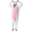 ULEEMARK Costume da Animale per Halloween, Tuta da Cosplay, Pigiama Unisex per Adulti, Gatto bianco, XL