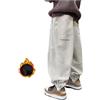 Generic Pantaloni Moda Ragazzi 2025 Jeans da Ragazzo Pantaloni Cargo con Tasche Spessi E Caldi Pantaloni Sportivi Elastici Pantaloni Larghi Danza Hip Hop Vita Elastica età 2-14 Anni