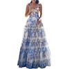 Vhersily 2025 - Abito da Damigella, con Corsetto Lunghi Abiti da Ballo in Chiffon A Strati Sera Formali Spacco Floreale Fuori Spalla a-Line, Senza Maniche Tulle, da Cocktail, Vestiti Primaverile