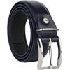 No Limits Cintura Uomo In Vera Pelle, Made in Italy, Classica Con Cuciture e Accorciabile, Fibbia in Metallo Nickel Free, Alta 3,5 cm Con Scatola