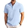 COOFANDY Camicia Henley Uomo Estiva Camicia Casual Maniche Corte con Collo Alto Tessuto Strutturato per Spiaggia e Tempo Libero