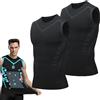 LIXQQS Gilet Fitness Ionico | Top per Compressione Ginecomastia Toracica per Ragazzi e Uomini | Gilet Pancia Dimagrante Modellante per Il Corpo | Camicia a Compressione Termica Canotta Modellante(B-black+bla