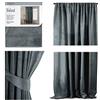 AmeliaHome Tenda decorativa effetto velluto, 140 x 270 cm, antracite, 1 pezzo di nastro arricciato, in velluto, decorazione per finestra, leggera e brillante, 69957, nastro arricciato, 140 x 270 cm