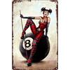 SREELEATHERS Vintage Metal Signs - Black Eight Billiard Ball Tin Sign Beauty Pinup Girl Poster Wall Art Decor for Home Bar Club Cafe Garage Man Cave 8x12 inch