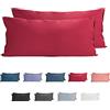 Komfortec Set di 2 federe per cuscino da 40 x 80 cm, 100% cotone, super morbide, 150 g/m², colore: rosso aurora
