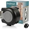 DrySmart Filo stendibiancheria retrattile doppio da 30 m, montaggio a parete, 2 x 15 m, estensibile con ritiro automatico, rivestimento in PVC resistente, salvaspazio, per uso interno ed esterno