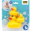 Idena 40614 - Set di Giochi da Bagno per Bambini, Gioco d'Acqua in 3 Pezzi con un'anatra Gialla Che squittisce e 2 Anatre più Piccole Che schizzano