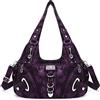 Angel Kiss Angelkiss Women Multiple Pockets Purses and Handbags Washed Leather, Two Top Zippers Closure