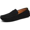 Jamron Uomo Pelle Scamosciata Penny Mocassini Nero S2088 EU44