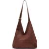 MISAKO Vire borsa hobo grande effetto camoscio con chiusura a bottone Donna - Vire Marrone 46x13x39cm