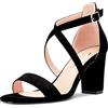 Castamere Donna Chunky Blocco Alto High Tacco Heel Aperte sulla Punta Sandali Cinturino Incrociato Fibbia da Matrimonio Sexy Dress Scarpe Nero 44 EU