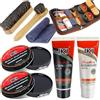 IKI Set per la cura delle scarpe in pelle premium - Lanolina incolore e nero, cera per scarpe, 2 spazzole per capelli di cavallo, panni in flanella e fibra alta - Soluzione completa per lucidare le