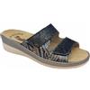 3Rose 130 Ciabatte Donna con Doppia Fascia Regolabile a Strappo Stampa Zebrata - Pantofole Casa e Outdoor Glitterate - Estivi Comfort Anatomico con Zeppa 4,5cm Plantare Estraibile Vera Pelle (Blu, 36)