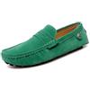 Ninepointninetynine Mocassini da uomo punta rotonda in pelle scamosciata Vamp Penny Driving mocassini comodi flessibili tacco piatto moda casual slip on, Verde, 42 2/3 EU