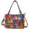 Segater Borsa a tracolla 3D multicolore con inserti floreali per le donne Borsa in pelle di mucca Borsa colorata con manico superiore Shopper Satchel di Natale