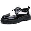 sekiueo Scarpe Oxford da Uomo in Pelle Verniciata con Plateau Eleganti da Festa con Punta Arrotondata E Punta A Coda di Rondine Casual,Bianca,38 EU