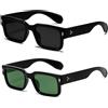 EYLRIM Occhiali da sole quadrati per donne e uomini alla moda grossi rettangolari occhiali da sole neri protezione UV400, Confezione da 2 (nero/grigio+nero/G15)