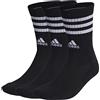 adidas 3-stripes Cushioned Crew Socks 3 Pairs, Calzini Unisex - Bambini e ragazzi, Black/White, M (Pacco da 3)