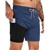 TARAINYA Costume Uomo Mare Zip 2‑in‑1 Estate Verde Menta Squali 3XL
