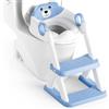 Rabb 1st Riduttore wc bambini, sedile rialzato maschi e femmine, pedana antiscivolo anti-spruzzo scala per water,Blu