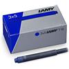 Lamy Set di 3 cartucce d'inchiostro cancellabili LAMY T10 con grande capacità d'inchiostro -adatte a tutti i modelli di penne stilogr. Lamy - 1,25 ml per cartuccia - 5 pz/confezione -Colore inchiostro blu