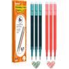 Donluhu Mine sostituibili cancellabili [3 rosso, 3 verde, confezione da 6, 0.7 mm] Compatibili con le penne Pilot FriXion Ball & Clicke, mine di ricambio per penne gel cancellabili