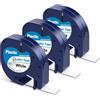 PROFICETIK 3 nastri per etichette in plastica compatibili con Dymo Letratag Tape per etichettatrice Dymo Letra Tag LT-100H 100T QX50, 12 mm x 4 m, nero su bianco