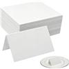 LEIIERUY 60 Carte Bianche da Gioco Pieghevoli 10 x 9 cm, Biglietti Bianchi in Carta Kraft, Flash Card Vuote per Segnaposto Matrimonio, Feste, Battesimo, Comunione e Biglietti da Tavolo