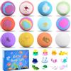 Ecofocet 12 Pezzi Set Regalo di Bombe da Bagno, Naturali Bombe da Bagno per Bambini con Sorpresa all'interno, Fizzies da Spa, Aromaterapia con Oli Essenziali, Regalo per Ragazze e Ragazzi (Blu)