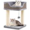 COSTWAY Albero per Gatti 38 x 38,5 x 51 cm, Tiragraffi per Gatti con Posatoio in Peluche, Pali Graffianti in Sisal e Palla Pendente, Centro Attività Moderno per Animali Domestici (Grigio)