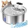 WILKIEE Fontana da 5,5 l per cani e gatti, in acciaio inox, senza fili (1 filtro)