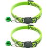 CCUUHJ Collare riflettente per gatti con chiusura di sicurezza e campanella, 2 pezzi, regolabile, 19-32 cm (verde)
