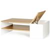 IDMarket - Tavolo basso da bar contemporaneo IZIA con contenitore bianchi e legno