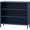 Jan Nowak Luca - Libreria bassa in metallo, 2 ripiani regolabili, stile industriale, per soggiorno, camera da letto, piccolo scaffale, libreria scintillante, 100 x 90 x 35 cm, blu scuro
