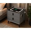 TexLom Comodino Smart con Ricarica Wireless, Bluetooth Audio, Luce LED, 2 Porte USB e 2 Cassetti, Tavolino da Camera Moderno 50x40x45 cm (Grigio)